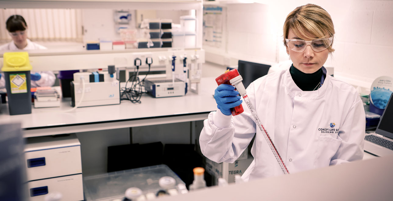 Concept Life Sciences case study image - person doing experiment
